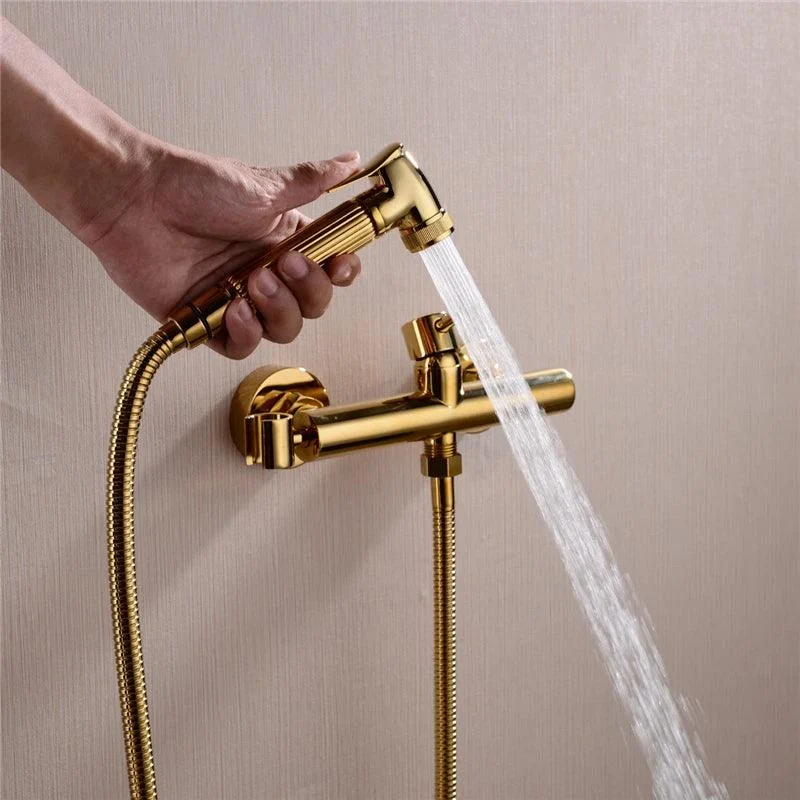 Solid Brass Mixer Valve Toilet Handheld Bidet Spray Shower Sprayer Set -Bathlova