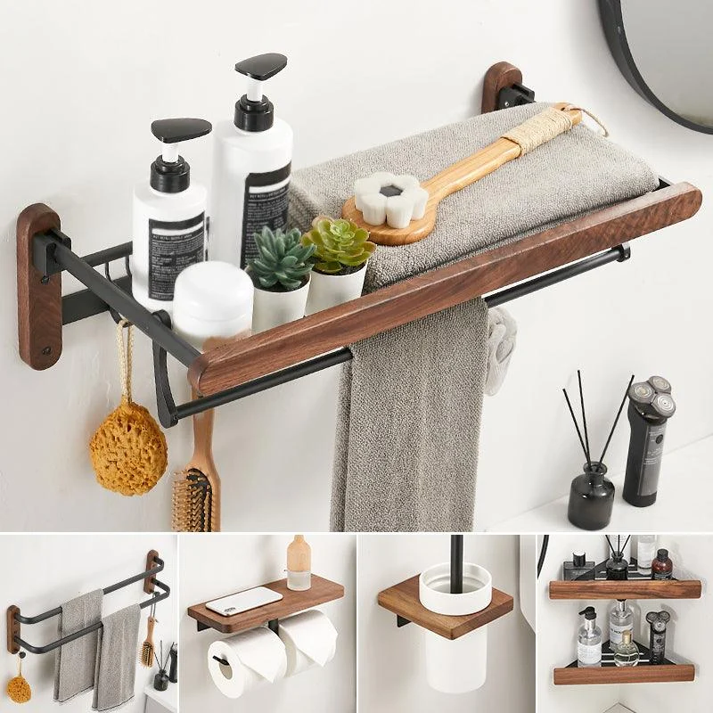 Solid Wood Bathroom Accessory Set Foldable Metal Bathroom Hardware -Bathlova