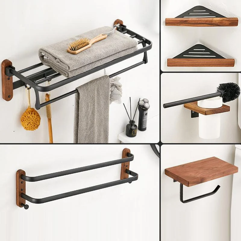 Solid Wood Bathroom Accessory Set Foldable Metal Bathroom Hardware -Bathlova