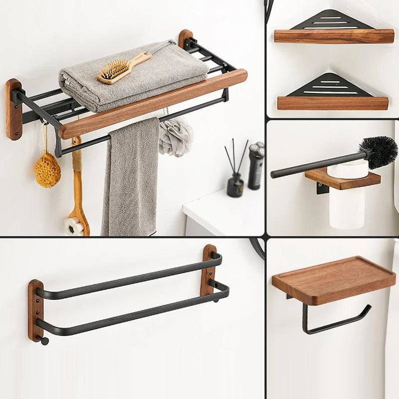 Solid Wood Bathroom Accessory Set Foldable Metal Bathroom Hardware -Bathlova