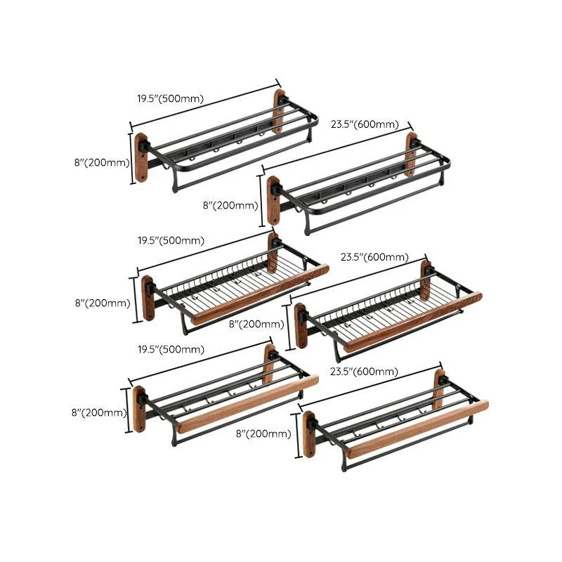 Solid Wood Bathroom Accessory Set Foldable Metal Bathroom Hardware -Bathlova