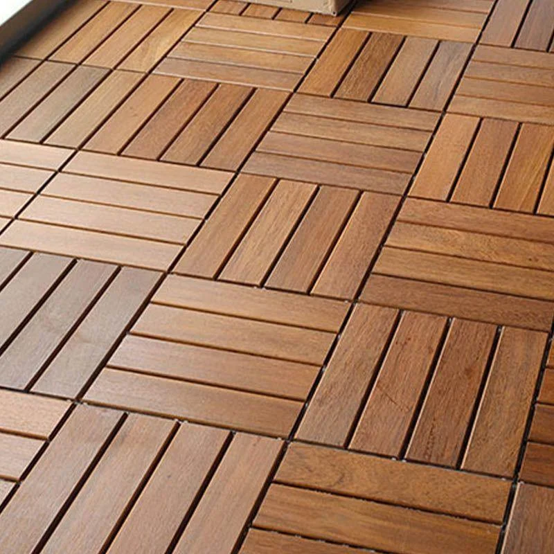 Solid Wood Patio Flooring Tiles Interlocking Deck Plank for Indoor and Outdoor -Bathlova