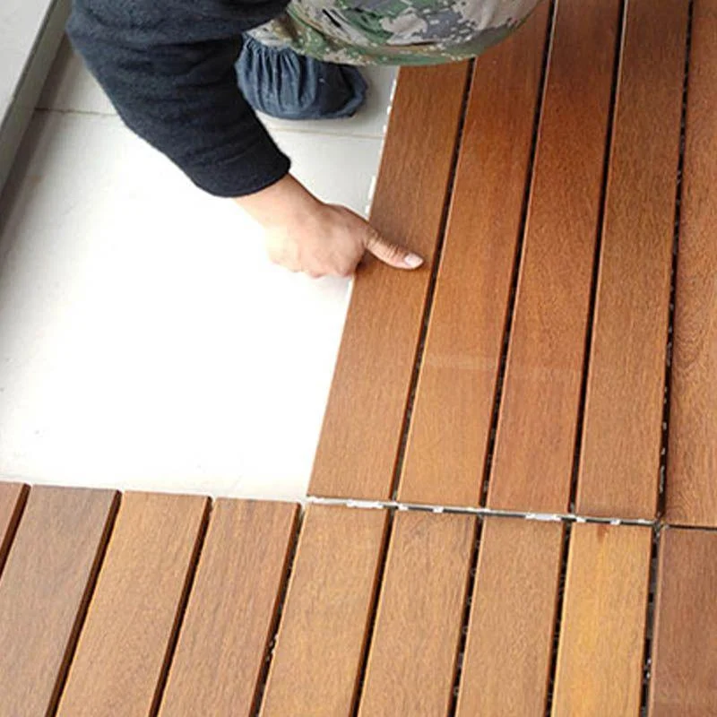 Solid Wood Patio Flooring Tiles Interlocking Deck Plank for Indoor and Outdoor -Bathlova