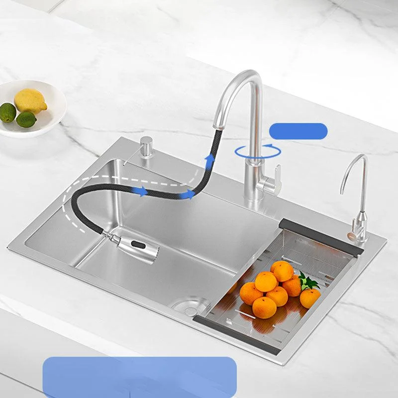 Soundproof Kitchen Sink Overflow Hole Design Kitchen Sink with Basket Strainer -Bathlova