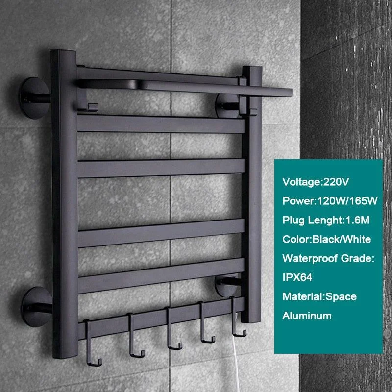 Space Aluminum Bathroom Heating Towel Rail Dryer and Shelf Warmer -Bathlova