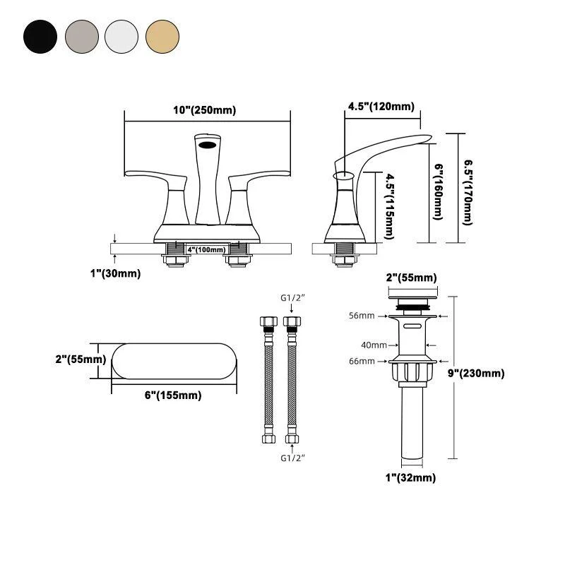 Square 2-Handle Bathroom Tap 3 Hole Centerset Lavatory Tap -Bathlova