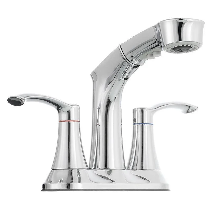 Square 2-Handle Bathroom Tap 3 Hole Centerset Lavatory Tap with Swivel -Bathlova