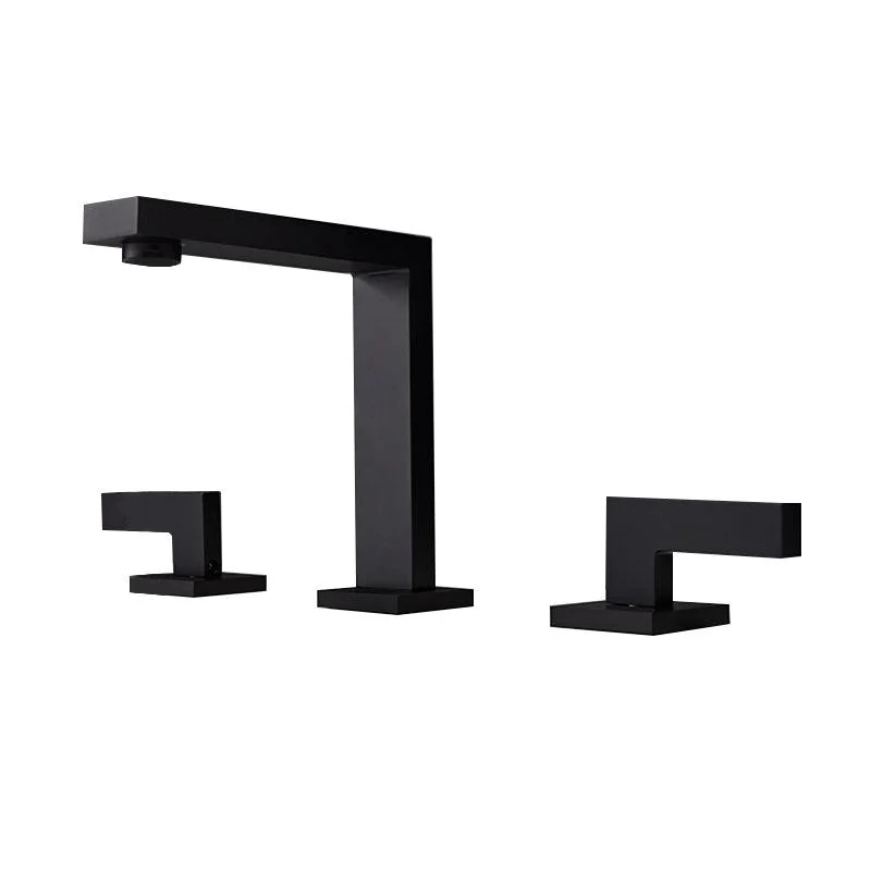 Square 2-Handle Bathroom Tap 3 Hole Widespread Lavatory Tap -Bathlova