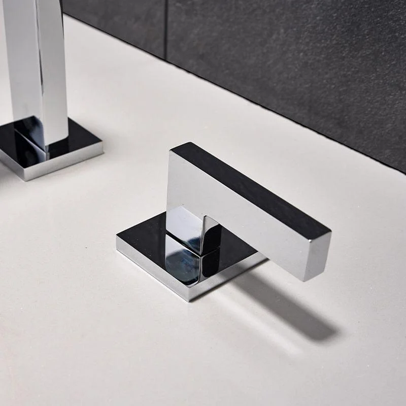 Square 2-Handle Bathroom Tap 3 Hole Widespread Lavatory Tap -Bathlova