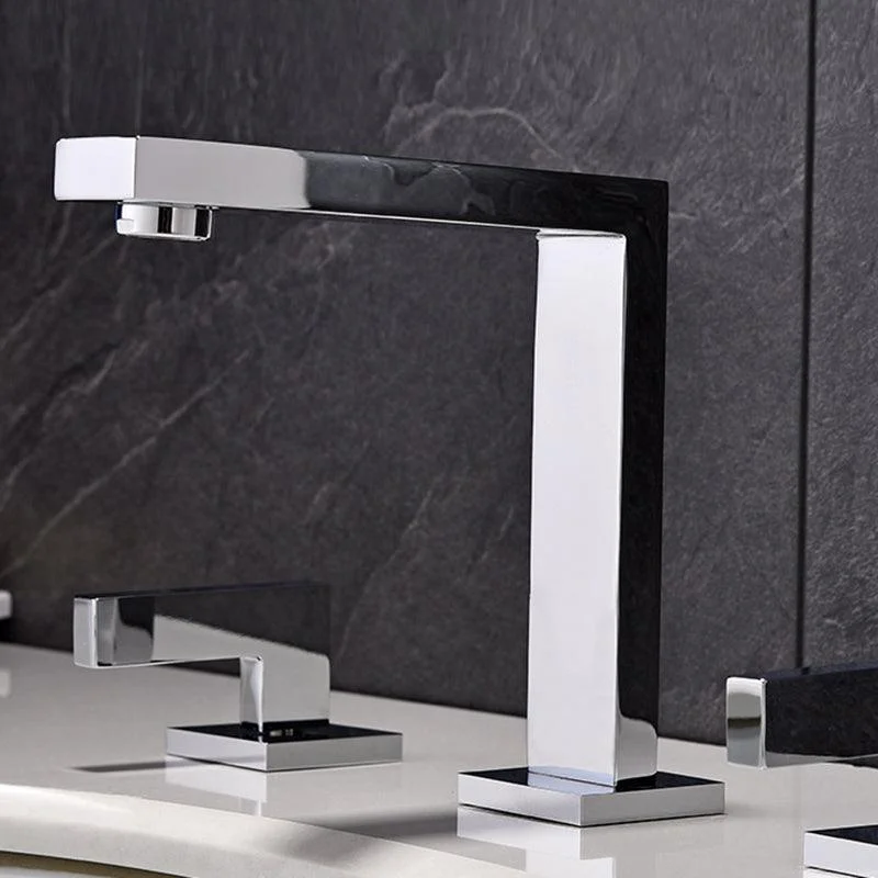 Square 2-Handle Bathroom Tap 3 Hole Widespread Lavatory Tap -Bathlova