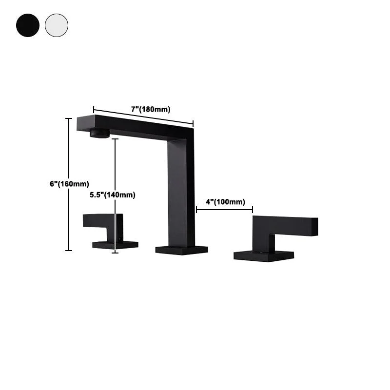 Square 2-Handle Bathroom Tap 3 Hole Widespread Lavatory Tap -Bathlova