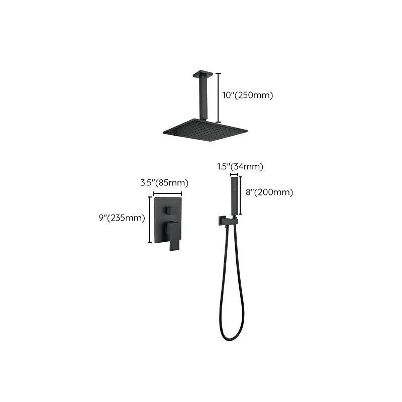 Square Adjustable Water Flow Tap Shower Arm Shower System with Handheld Shower Head -Bathlova