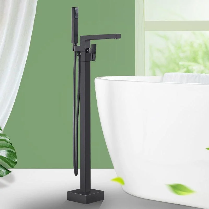 Square Bathtub Shower Taps Floor Standing Tap Hot Cold Water -Bathlova