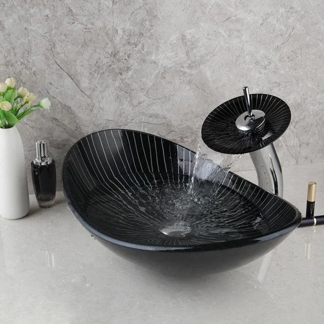 Square Black Bathroom Sink Washbasin Bath Set Tap Mixer Tap -Bathlova