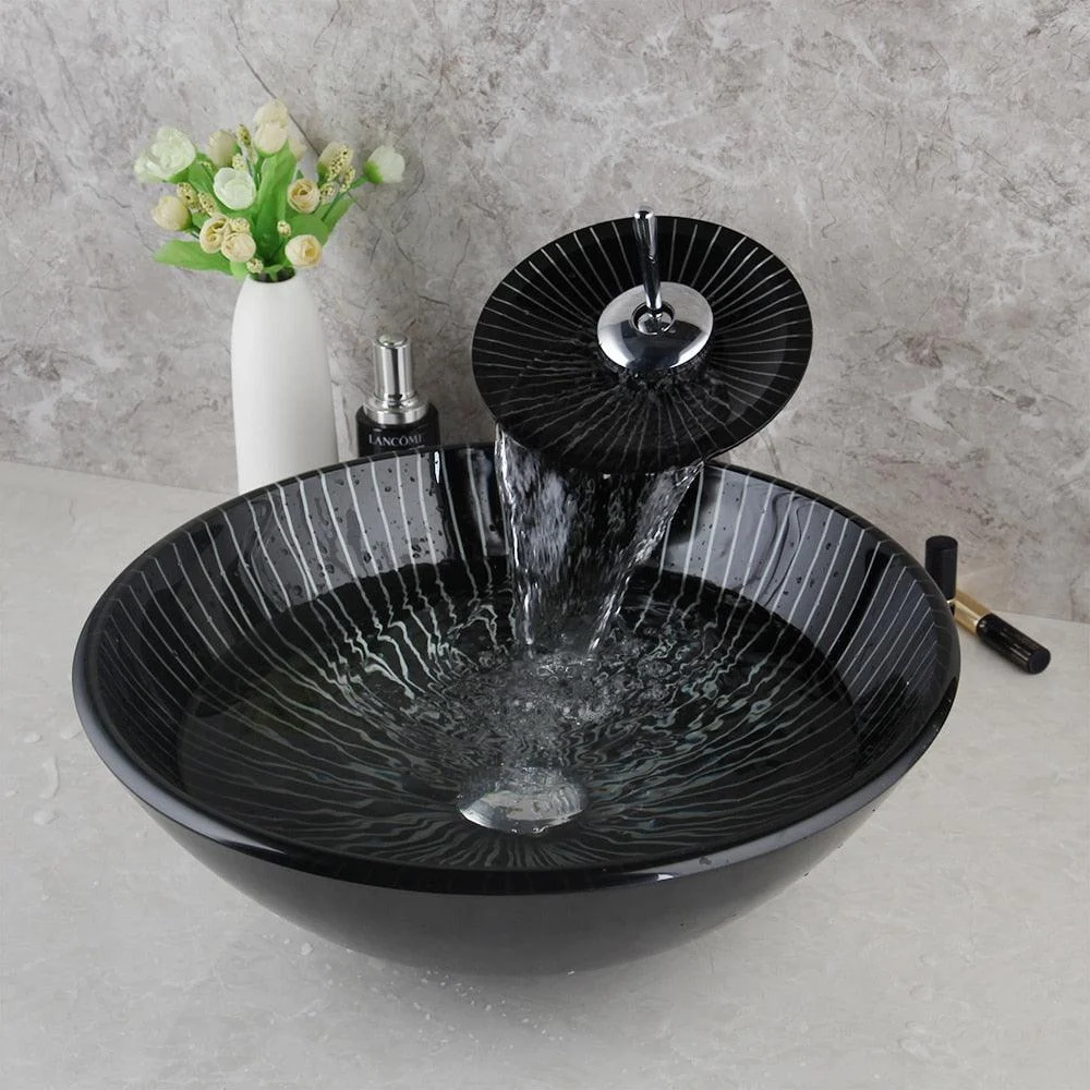 Square Black Bathroom Sink Washbasin Bath Set Tap Mixer Tap -Bathlova