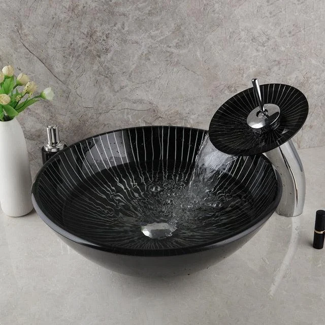 Square Black Bathroom Sink Washbasin Bath Set Tap Mixer Tap -Bathlova