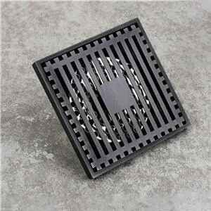 Square Black Brass Shower Drain Strainer Floor Cover Bathroom Drain -Bathlova