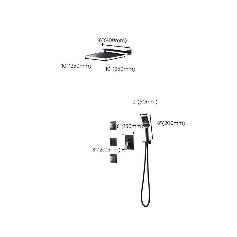 Square Black Spot Resist Shower Tap Shower Arm Shower with Handheld Shower Head -Bathlova