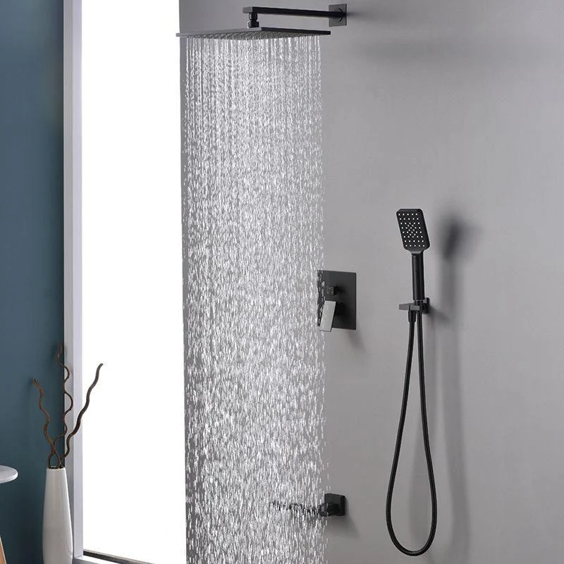 Square Black Spot Resist Shower Tap Shower Arm Shower with Handheld Shower Head -Bathlova