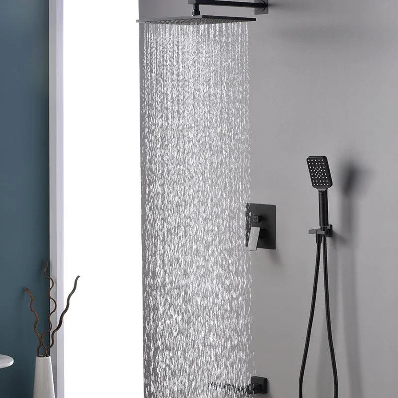 Square Black Spot Resist Shower Tap Shower Arm Shower with Handheld Shower Head -Bathlova