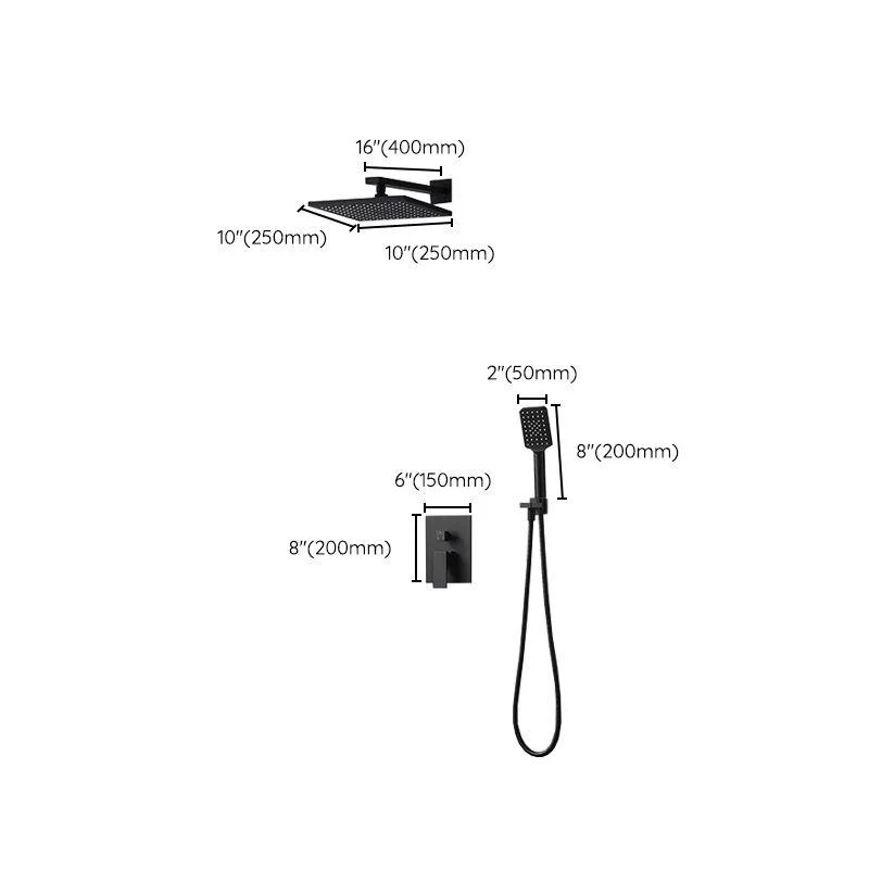 Square Black Spot Resist Shower Tap Shower Arm Shower with Handheld Shower Head -Bathlova