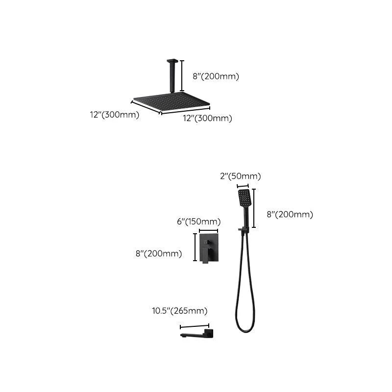 Square Black Spot Resist Shower Tap Shower Arm Shower with Handheld Shower Head -Bathlova