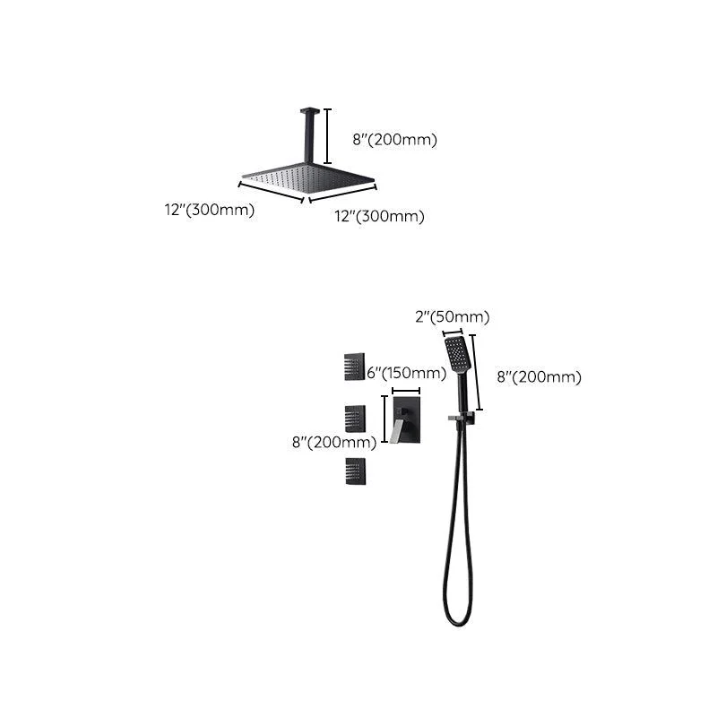 Square Black Spot Resist Shower Tap Shower Arm Shower with Handheld Shower Head -Bathlova