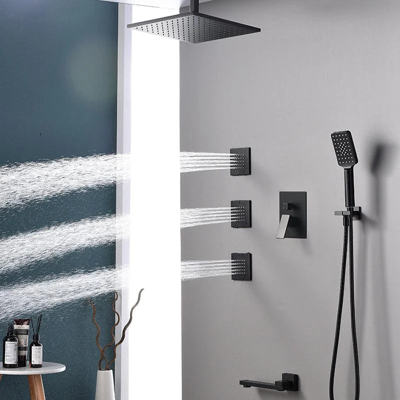 Square Black Spot Resist Shower Tap Shower Arm Shower with Handheld Shower Head -Bathlova