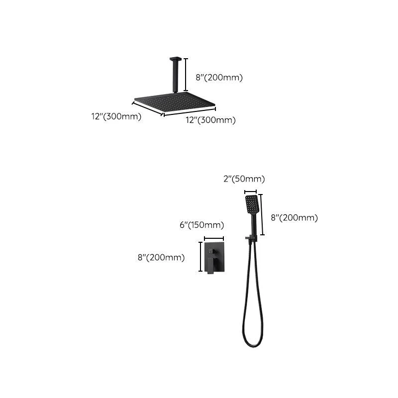 Square Black Spot Resist Shower Tap Shower Arm Shower with Handheld Shower Head -Bathlova