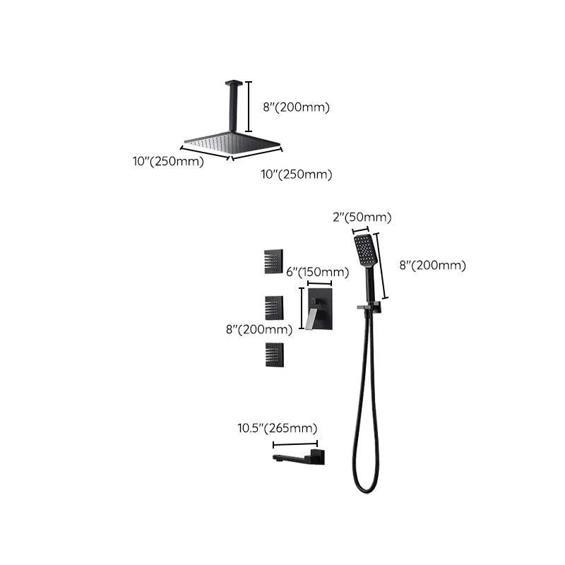 Square Black Spot Resist Shower Tap Shower Arm Shower with Handheld Shower Head -Bathlova