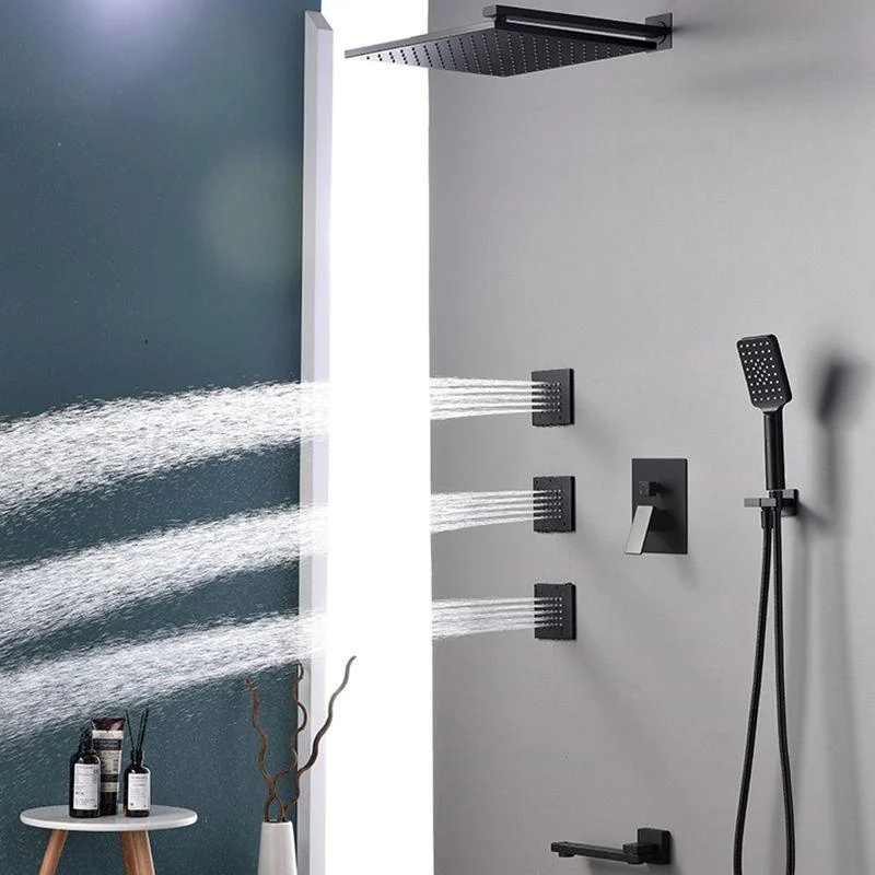 Square Black Spot Resist Shower Tap Shower Arm Shower with Handheld Shower Head -Bathlova