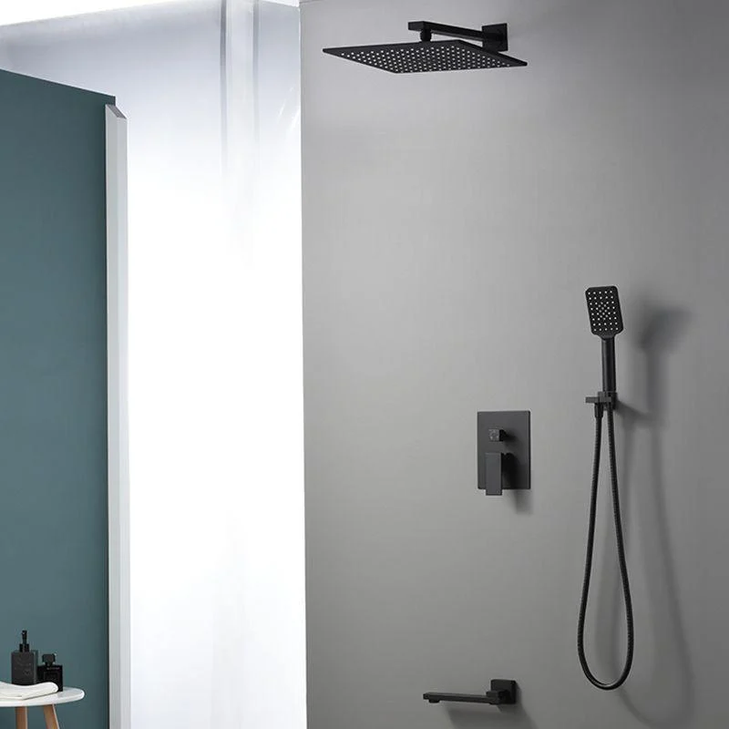 Square Black Spot Resist Shower Tap Shower Arm Shower with Handheld Shower Head -Bathlova