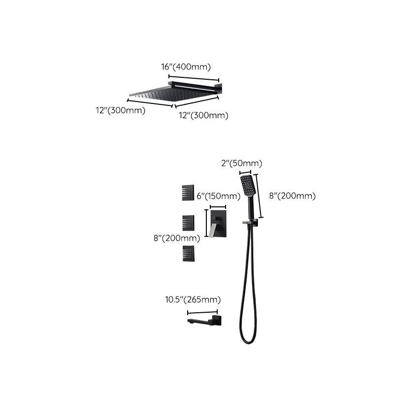 Square Black Spot Resist Shower Tap Shower Arm Shower with Handheld Shower Head -Bathlova