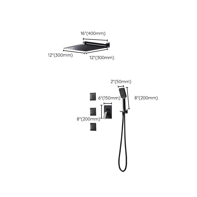 Square Black Spot Resist Shower Tap Shower Arm Shower with Handheld Shower Head -Bathlova