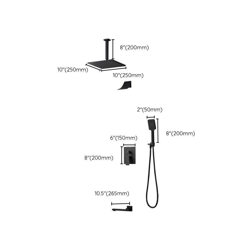 Square Black Spot Resist Shower Tap Shower Arm Shower with Handheld Shower Head -Bathlova