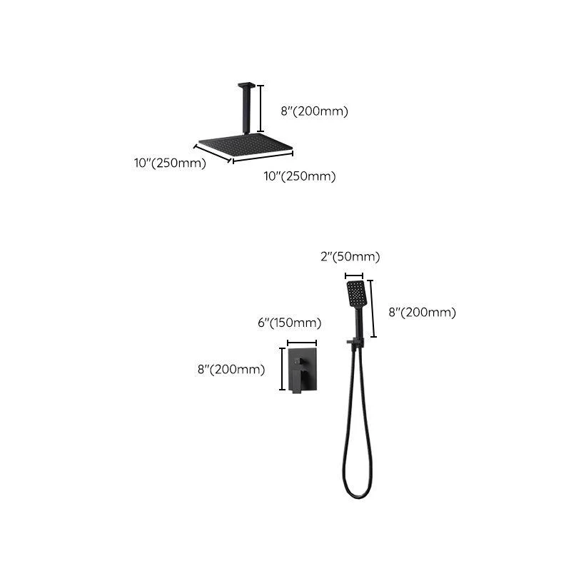 Square Black Spot Resist Shower Tap Shower Arm Shower with Handheld Shower Head -Bathlova