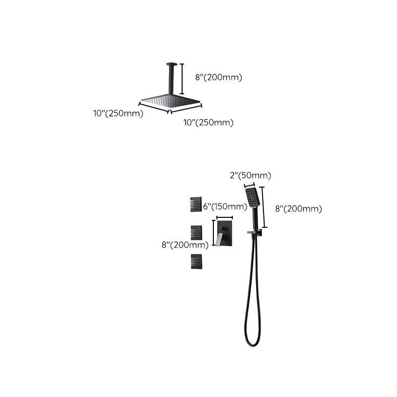 Square Black Spot Resist Shower Tap Shower Arm Shower with Handheld Shower Head -Bathlova