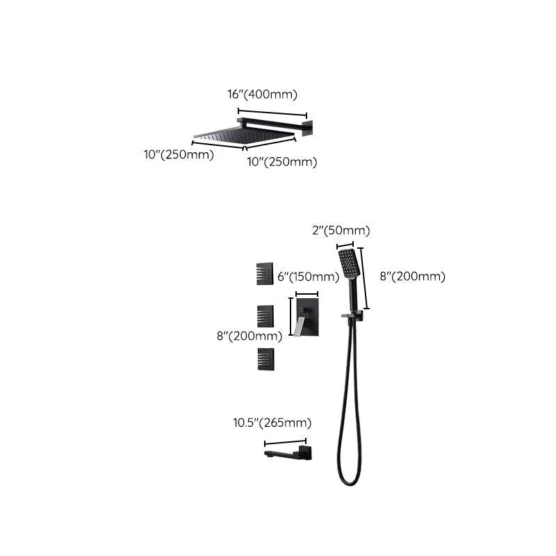 Square Black Spot Resist Shower Tap Shower Arm Shower with Handheld Shower Head -Bathlova