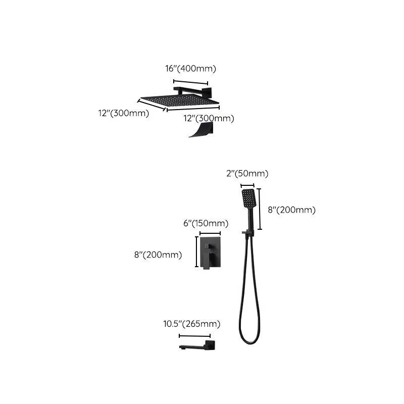 Square Black Spot Resist Shower Tap Shower Arm Shower with Handheld Shower Head -Bathlova