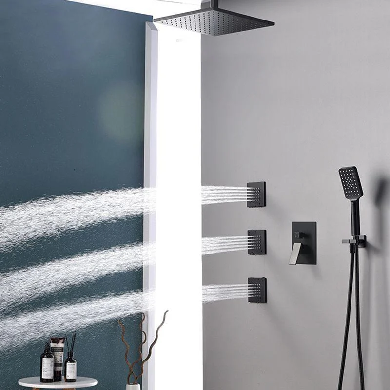 Square Black Spot Resist Shower Tap Shower Arm Shower with Handheld Shower Head -Bathlova