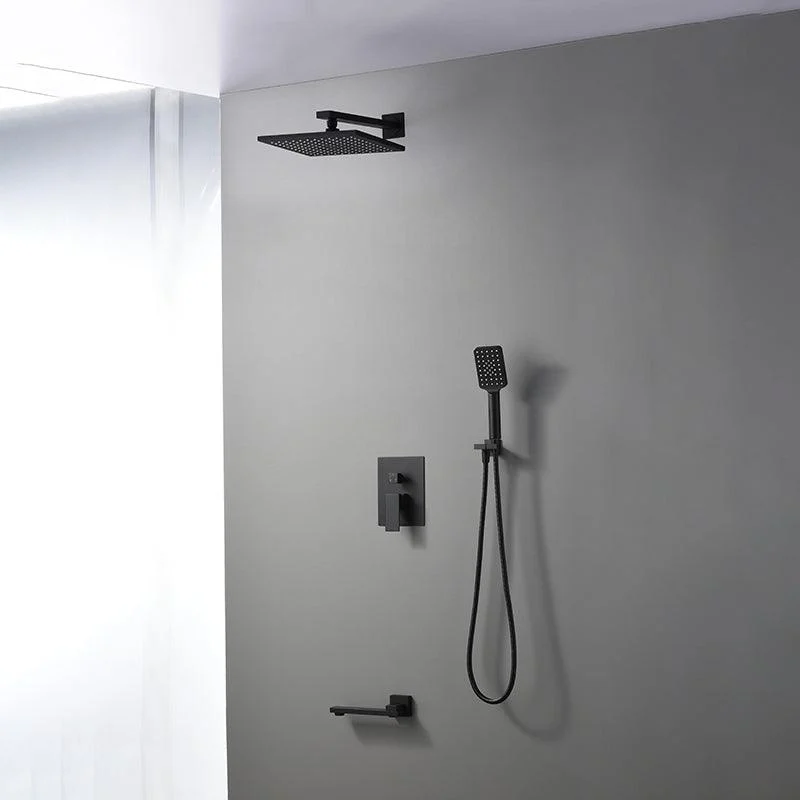 Square Black Spot Resist Shower Tap Shower Arm Shower with Handheld Shower Head -Bathlova