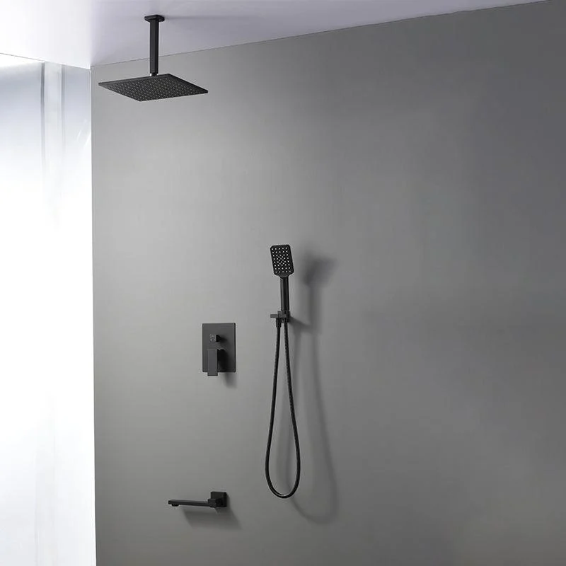 Square Black Spot Resist Shower Tap Shower Arm Shower with Handheld Shower Head -Bathlova