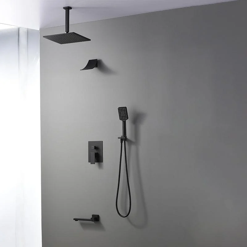 Square Black Spot Resist Shower Tap Shower Arm Shower with Handheld Shower Head -Bathlova