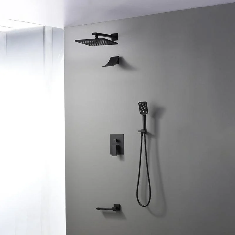 Square Black Spot Resist Shower Tap Shower Arm Shower with Handheld Shower Head -Bathlova