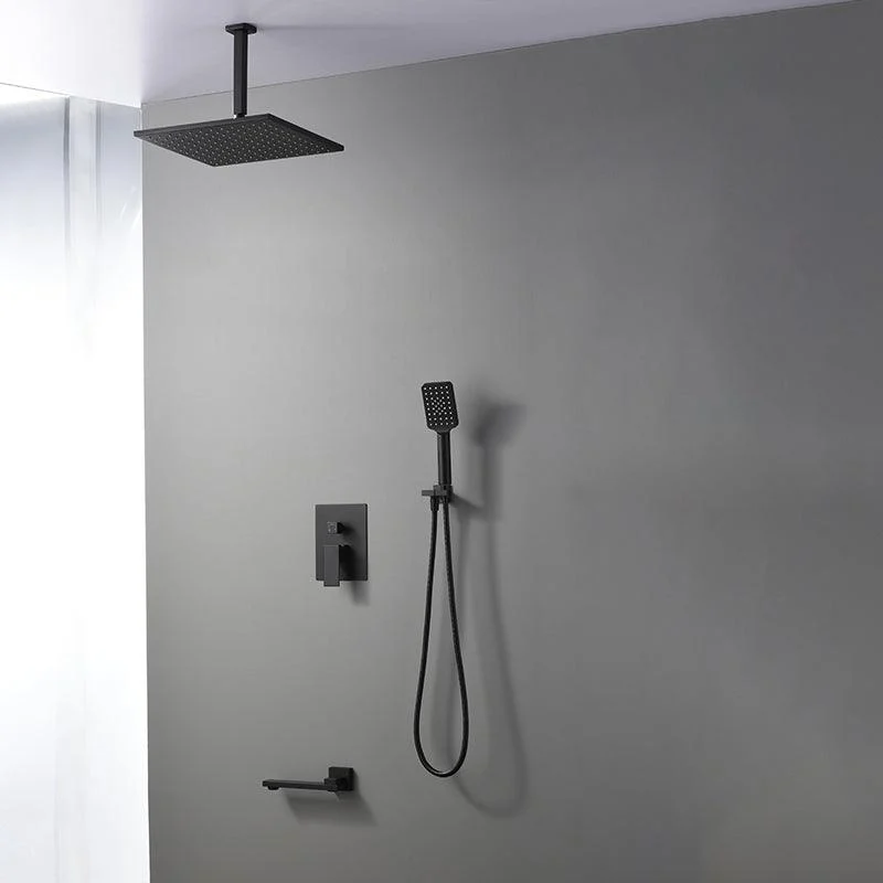 Square Black Spot Resist Shower Tap Shower Arm Shower with Handheld Shower Head -Bathlova