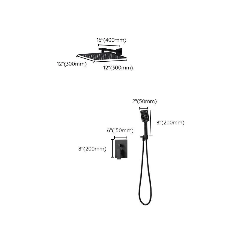 Square Black Spot Resist Shower Tap Shower Arm Shower with Handheld Shower Head -Bathlova