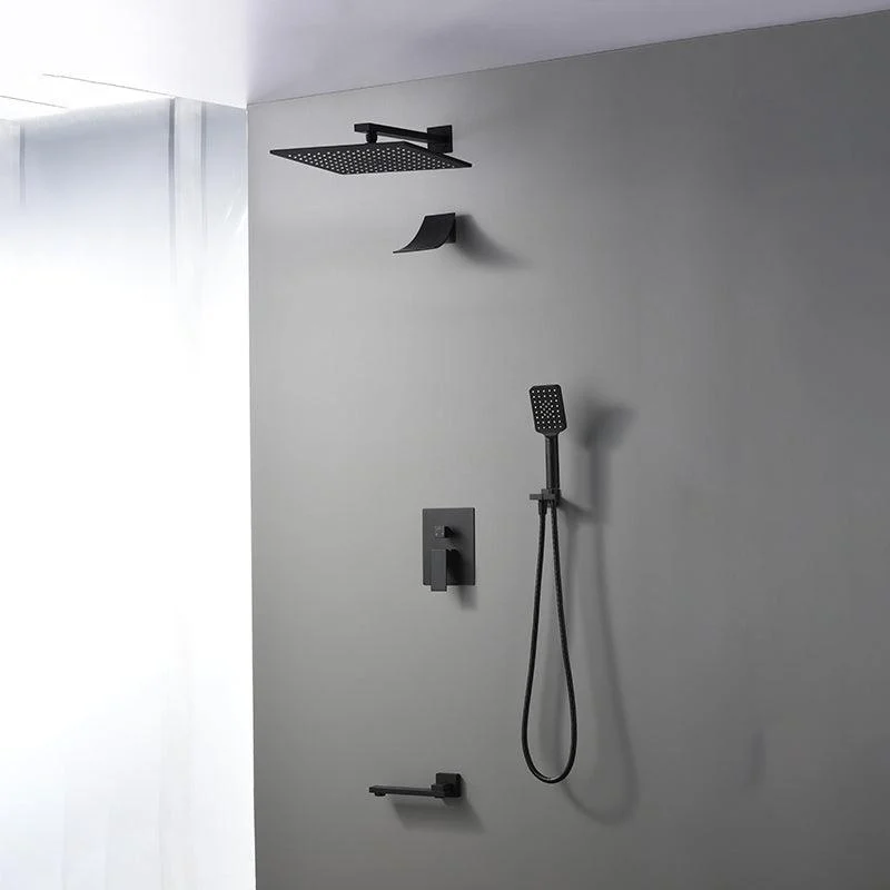 Square Black Spot Resist Shower Tap Shower Arm Shower with Handheld Shower Head -Bathlova