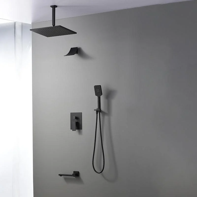 Square Black Spot Resist Shower Tap Shower Arm Shower with Handheld Shower Head -Bathlova