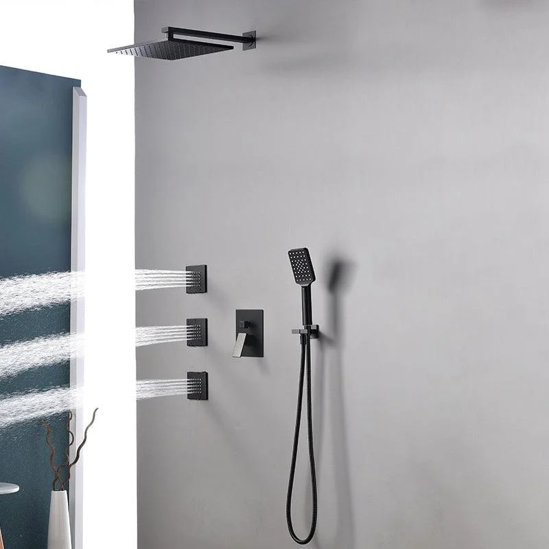 Square Black Spot Resist Shower Tap Shower Arm Shower with Handheld Shower Head -Bathlova