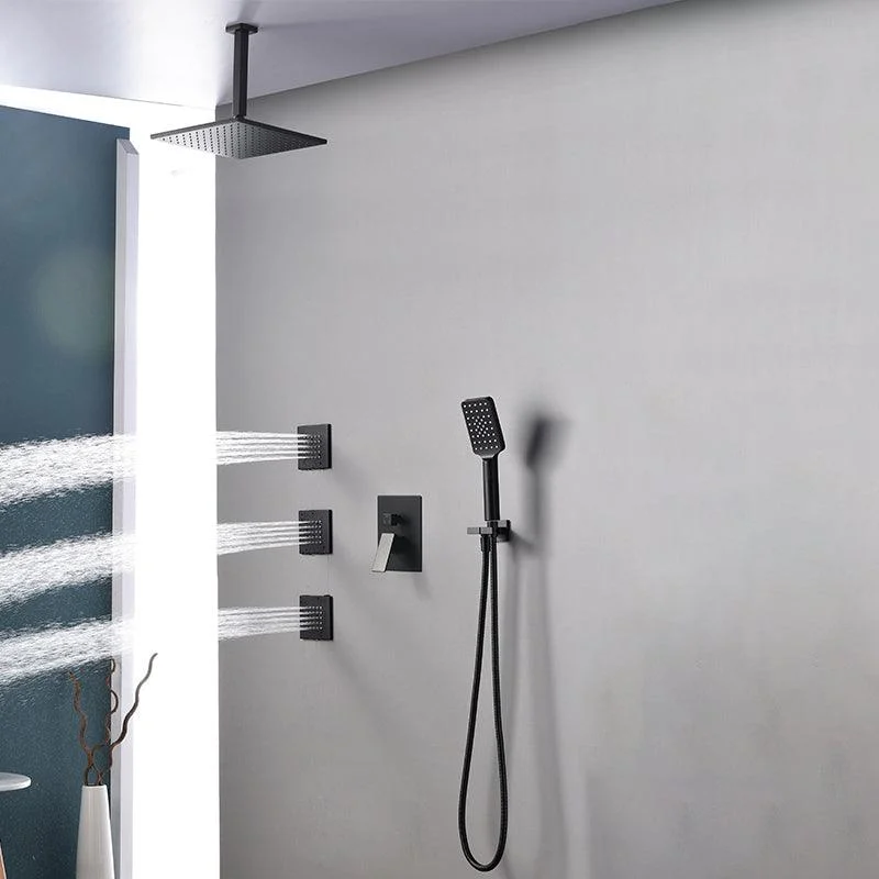 Square Black Spot Resist Shower Tap Shower Arm Shower with Handheld Shower Head -Bathlova